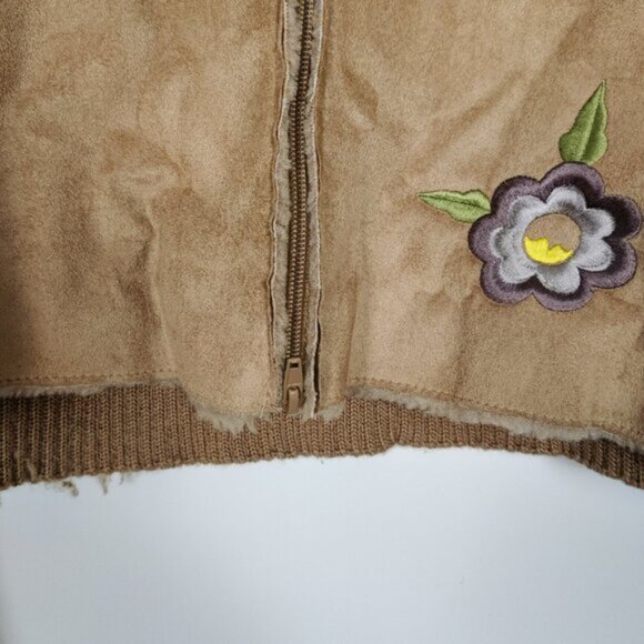 Dex Fresh Womens Jacket Size M Beige Floral Embroidery Knit Suede Y2K - Picture 5 of 5